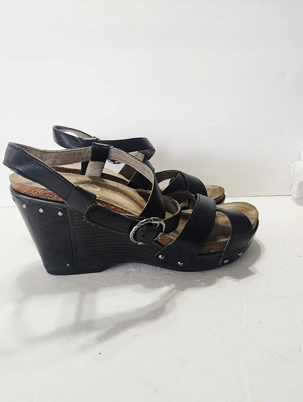 Dansko Black Frida Wedge Sandals Size 40
